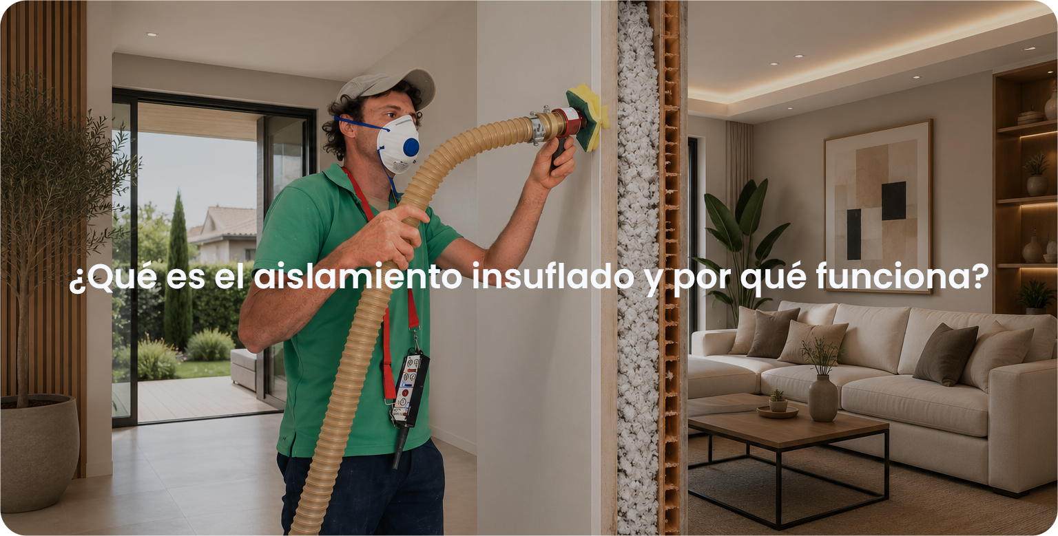 Aislamiento insuflado — técnico trabajando